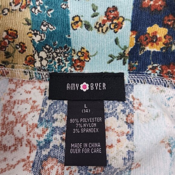 Amy Byer Corduroy Mini Skirt Large Multicolor Patchwork Y2K Retro NWT - Picture 8 of 10